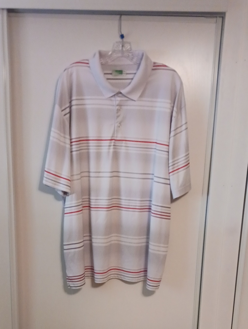 Hogan White Polo with Red & Gray Stripes